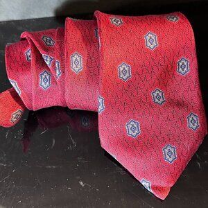 Christian Dior Red Silk Tie Deep Modern Neckwear  Mid Century Modernist Diamonds